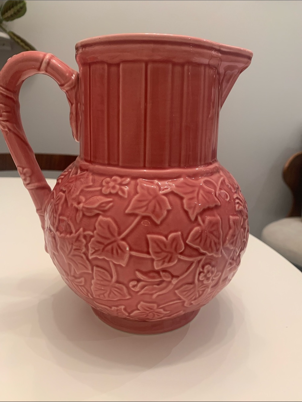 Lenox Rose Pink Embossed Floral Ceramic Pitcher